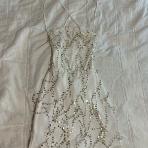 Elegant White Sequin Dress